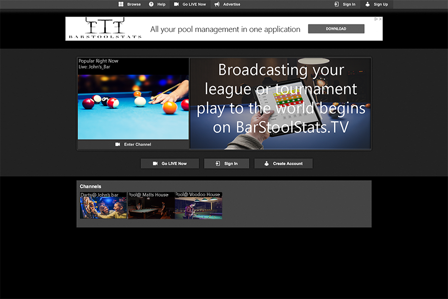Broadcast your bar sport play with BarStoolStats.tv.